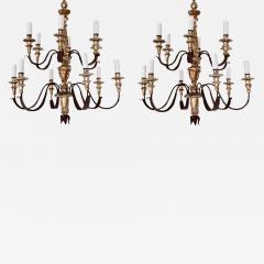 Pair of 19th Century 12 Lite Tuscan Silverleaf Chandeliers - 4552878