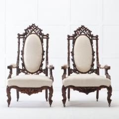 Pair of 19th Century Black Forest Open Armchairs - 3606243