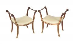 Pair of 19th Century Brass Inlaid Classical Stools - 2111322