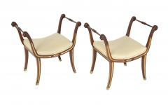 Pair of 19th Century Brass Inlaid Classical Stools - 2111324