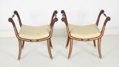 Pair of 19th Century Brass Inlaid Classical Stools - 2111326