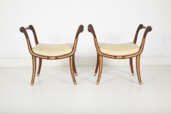 Pair of 19th Century Brass Inlaid Classical Stools - 2111385