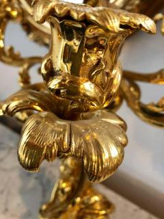 Pair of 19th Century Bronze 24 Carat Gold Plated Six Arm Figural Candelabras - 1266371