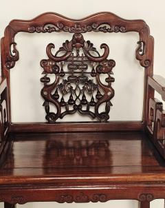 Pair of 19th Century Chinese Rosewood Throne Chairs circa 1900 - 4238121