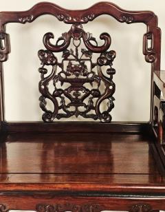 Pair of 19th Century Chinese Rosewood Throne Chairs circa 1900 - 4238125
