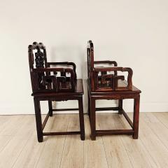 Pair of 19th Century Chinese Rosewood Throne Chairs circa 1900 - 4238128