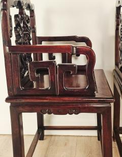 Pair of 19th Century Chinese Rosewood Throne Chairs circa 1900 - 4238130