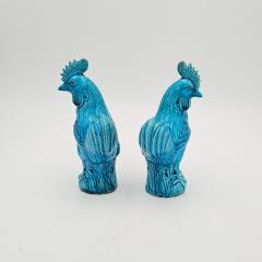 Pair of 19th Century Chinese Turquoise Roosters - 4394255