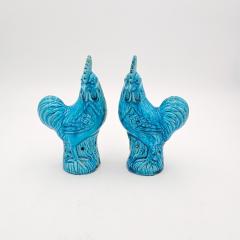Pair of 19th Century Chinese Turquoise Roosters - 4394266