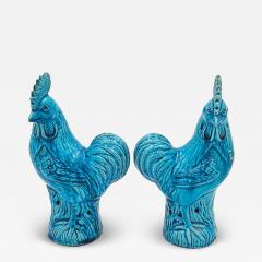 Pair of 19th Century Chinese Turquoise Roosters - 4394370
