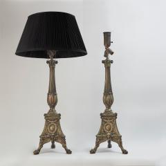 Pair of 19th Century Decorative Brass Candlestick Lamps - 1577885