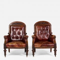 Pair of 19th Century English Oak Armchairs - 3613160