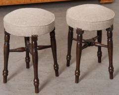 Pair of 19th Century English Upholstered Mahogany Stools - 1395003