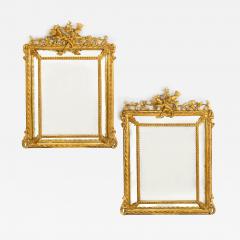 Pair of 19th Century French Neoclassical Antique Giltwood Wedding Mirrors - 4464264