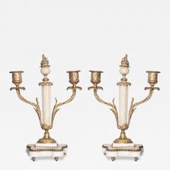 Pair of 19th Century French Neoclassical Marble and Gilt Bronze Candelabras - 4022985