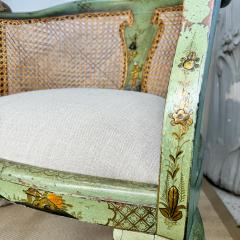 Pair of 19th Century Green Queen Anne Revival Chinoiserie Bergere Chairs - 3481292