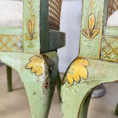 Pair of 19th Century Green Queen Anne Revival Chinoiserie Bergere Chairs - 3481293