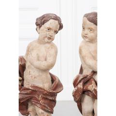 Pair of 19th Century Italian Hand Painted Putti Statues - 1931634