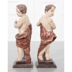 Pair of 19th Century Italian Hand Painted Putti Statues - 1931637