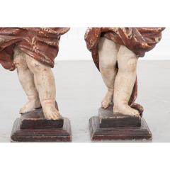 Pair of 19th Century Italian Hand Painted Putti Statues - 1931639