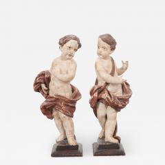 Pair of 19th Century Italian Hand Painted Putti Statues - 2052115