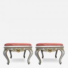 Pair of 19th Century Italian Painted and Gilt Ottomans - 3702344