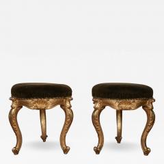Pair of 19th Century Italian Regence Style Giltwood Benches - 3655179