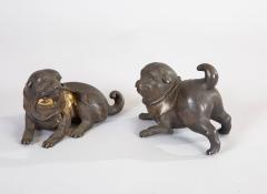 Pair of 19th Century Japanese Bronze Playful Puppies - 983900