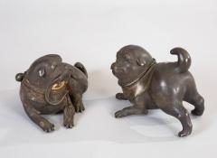 Pair of 19th Century Japanese Bronze Playful Puppies - 983901