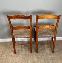 Pair of 19th Century Maple Side Chairs with Rush Seats - 2808437