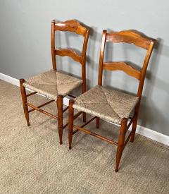 Pair of 19th Century Maple Side Chairs with Rush Seats - 2808467