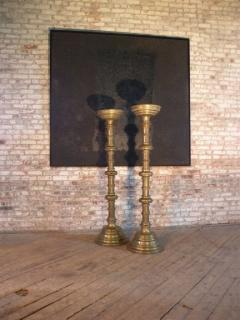 Pair of 19th Century Medieval Style Monumental Brass Candelabra - 676952