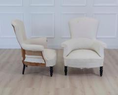 Pair of 19th Century Napoleon III High Back Armchairs Ready to Upholster - 4663299