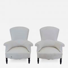 Pair of 19th Century Napoleon III High Back Armchairs Ready to Upholster - 4681876