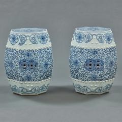 Pair of 19th Century Octagonal Chinese Blue and White Porcelain Garden Seats - 2959151