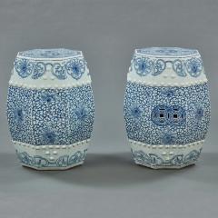 Pair of 19th Century Octagonal Chinese Blue and White Porcelain Garden Seats - 2959154