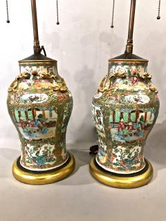 Pair of 19th Century Rose Canton Lamps - 1423206
