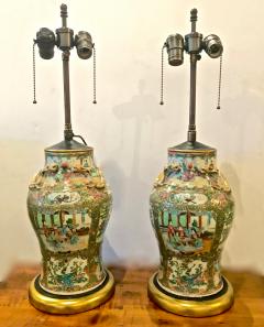 Pair of 19th Century Rose Canton Lamps - 1423212