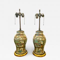 Pair of 19th Century Rose Canton Lamps - 1426247