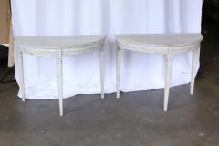 Pair of 19th Century Swedish Gustavian Demilune Tables - 3531805