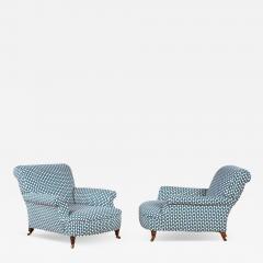 Pair of 19th c English Howard Rolled Arm Club Chairs - 4159794