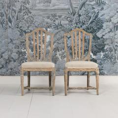 Pair of 19th c Swedish Gustavian Period Shield Back Chairs in Original Paint - 4146927