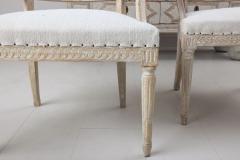 Pair of 19th c Swedish Gustavian Upholstered Sulla Chairs in Original Paint - 2680288