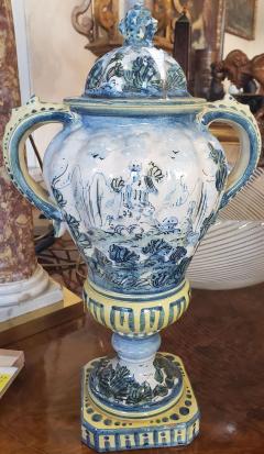 Pair of 19th cent Majolica Vases with Lids - 792391