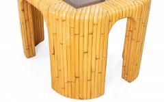 Pair of 2 Contemporary Rattan and Smoked Glass End Tables - 1379107