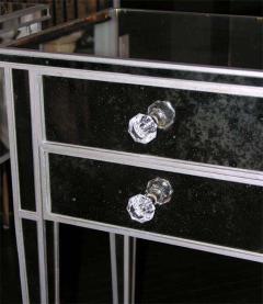 Pair of 2 Drawer Silver Trim Mirrored Nightstands - 3108311