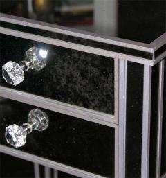 Pair of 2 Drawer Silver Trim Mirrored Nightstands - 3108312