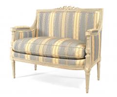 Pair of 2 French Louis XVI Striped Loveseats - 1403687