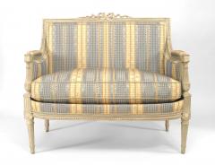 Pair of 2 French Louis XVI Striped Loveseats - 1403688