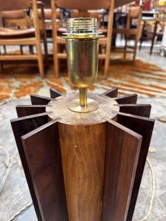 Pair of 2 Italian Mid Century Wood Table Lamps 1980s - 3277242